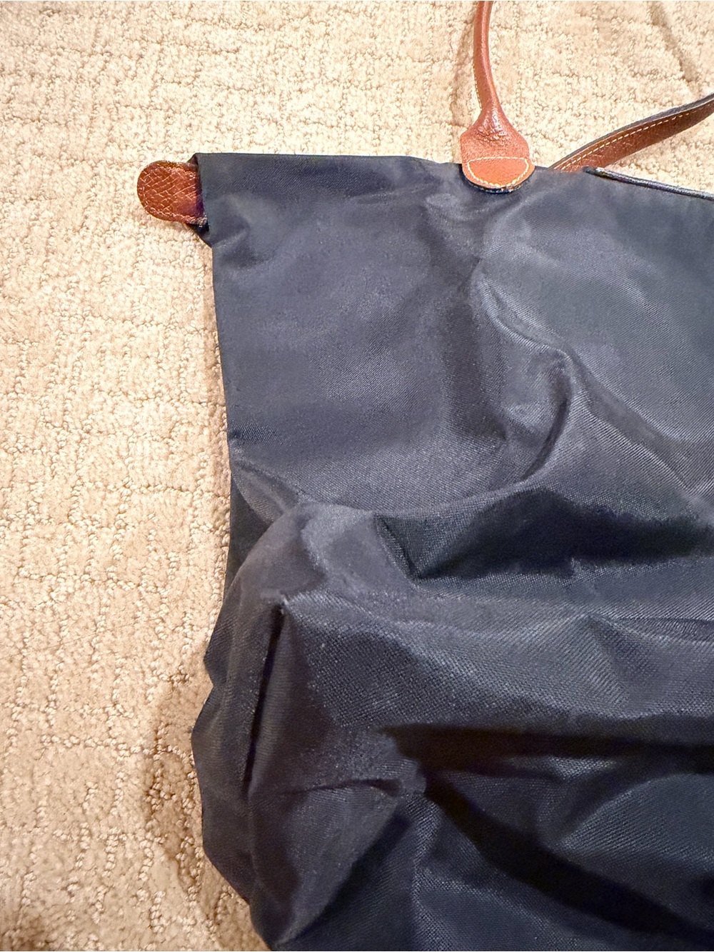 Longchamp Black Tote with Brown Leather Trim - Picture 4 of 5